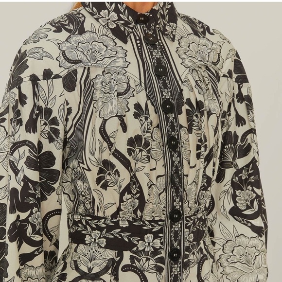 Farm Rio Flower Leopards Collared Midi Dress - NWT - Picture 2 of 7